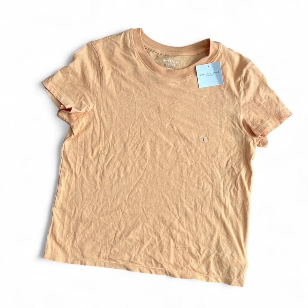 American Eagle NWT Orabge Cotton Crewneck T-Shirt Women's Small Minimalist Basic